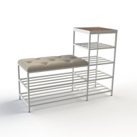 Банкетка для обуви Барселона-1 100см велюр светло-серый/калифорнийский орех 6-4-9003