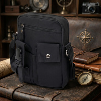 Текстильная сумка через плечо для документов и города Vintage 20660 Черная