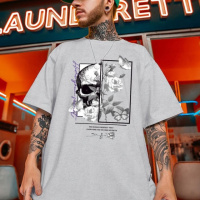 Футболка сіра з ДТФ принтом | 57-143