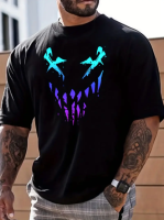 Чоловіча чорна легка оверсайз футболка з яскравим дизайном