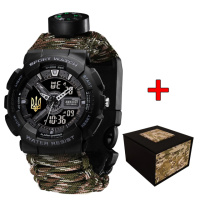 Тактичний годинник Awarder 005P Тризуб з паракордовим ремінцем Camo Green та компасом