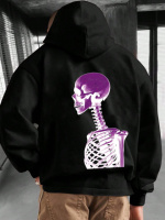 Чоловіче чорне стильне оверсайз худі з трендовим принтом