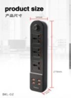 Хаб/СЗУ/подовжувач 3 розетки/4USB BKL-02 (2 м)