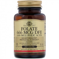 Фолиевая Кислота (В9), Folic Acid, 400 мкг, Solgar, 250 таблеток