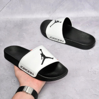 Шлепанцы кожаные мужские AIR JORDAN White! Брендовые летние тапочки! Натуральная Кожа!