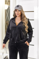 Велюровий спортивний костюм жіночий «Davos» | Норма і батал| Розпродаж моделі Графіт, 50-52