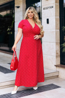 Довга літня сукня у квітковий принт «Bestie» | Батал | Розпродаж моделі Червоний, 50