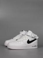 Жіночі кросівки Nike Air Force 1 mid white black (хутро)