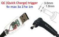 Переходник для роутера 9v (3a, 27w) 3.0x1.0(0.9/1.1)mm 1.2m з USB Type-A (male) Quick Charge QC тригер (A