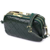 Кожаная сумка на три отделения для женщин Vintage 22893 Зеленый