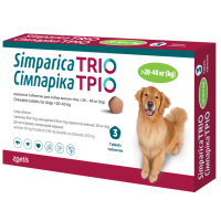 Сімпаріка ТРІО (сароланер, моксидектин, пірантел) для собак 20-40 кг, 3 таблетки