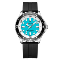 Чоловічий наручний годинник Curren 8448 Silver-Blue-Black з мінеральним склом та силіконовим ремінцем