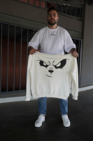 Біле чоловіче модне оверсайз худі з трендовим дизайном