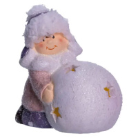 Новогодняя фигурка с подсветкой Девочка со снежным шаром из фарфора 11×7×12 (см) новогодний декор для дома, квартиры на подарок CR-5-10