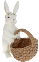 Статуэтка «Белый Кролик с Корзинкой» 22х15.5х26.5см с мини-кашпо, полистоун