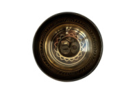 Тибетська співаюча чаша з арт гравіюванням чакра Сахасара + Біла Раковина + Дхарми 11 см