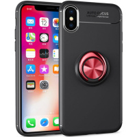 TPU чохол Deen ColorRing під Магнітний тримач (opp) для Apple iPhone XS Max (Чорний / червоний) - купити в SmartEra.ua