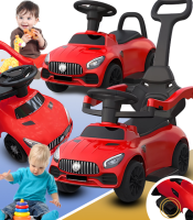 Детская машинка-каталка толокар Gordon (родительская ручка, педаль газа, световые и звуковые эффекты), Красный