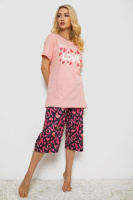 Піжама жіноча з принтом, колір персиковий, 243R10388