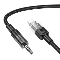 Аудiокабель HOCO UPA27 iP to 3.5mm male, nylon braid, 1.2m, Black (6942007612524)