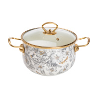 Каструля емальована 3,5 л зі скляною кришкою, flowers