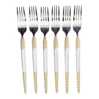 Набор столовых вилок 6 штук вилка из нержавеющей стали 21 см Серебро с золотом HP-20-38