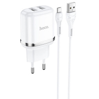 Зарядний пристрій Hoco N4 (2USB/2.4A) + MicroUSB Білий - купити в SmartEra.ua