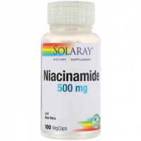 Ниацинамид (В3), Niacinamide, 500 мг, Solaray, 100 капсул