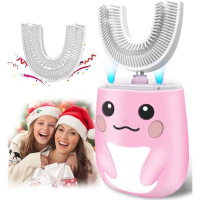 360 ° Детская электрическая зубная щетка Мультфильм U-образная зубная щетка USB Ультразвуковая зубная щетка