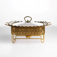 Мармітниця порцелянова Tiffany 1 л квадратна на металевій підставці з підігрівом 28х23х7 см SX42-1