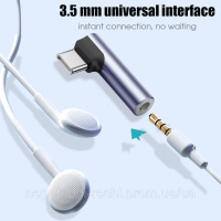 Адаптер Type C на 3,5 мм аудіо, перетворювачі Type C , аудіонавушники з прямим кутом, дротові адаптери для гарнітури для Samsung I