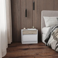 Тумба прикроватная Эверест Стайл-500 50,2х39х44,2 см Нимфея Альба (белый)/Дуб краф серый (DTM-071161)