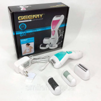 Епілятор Gemei GM-7006 4в1 - Професійний бездротовий епілятор бритва з насадками триммер + пемза