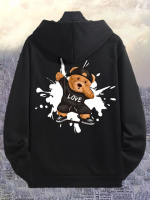 Чоловіче чорне стильне оверсайз худі з трендовим принтом