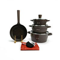 Набор посуды Delfi YD-10, 10 предметов из литого алюминия. Коричневый (YD-10)