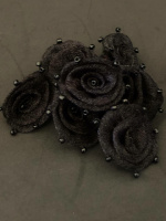 Фатиновый цветок с бисером. Размер - 2-2,5 см. Цвет - черный