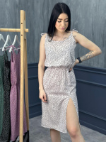 Літній сарафан з розрізом «Kristen» оптом | Розпродаж моделі Білий, 46-48