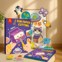 Альбом-книга для аппликации с шаблонами для вырезания из бумаги для развития мелкой моторики рук.Уровень 2