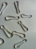 (10 шт) Застёжка- карабин. Цвет - серебро. Размер - 1,4×0.5мм.