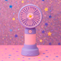 Мини вентилятор настольный AC-38 Розово-фиолетовый, портативний вентилятор на аккумуляторе с подставкой (NS)