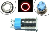 Кнопка 12мм фиксирующаяся, 12-24В, красный LED, 4pin, 12A-DZ