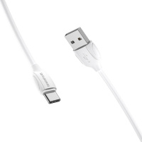Кабель BOROFONE BX19 USB to Type-C 3A, 1m, PVC, TPE connectors, White (6931474701800)
