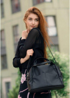 Жіноча стильна сумка велика casual шкіра еко містка чорна 790123001