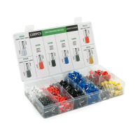 Набор клемм/наконечников 1200шт(E0508w-200 E2508b-250,E1008r-200,E1508bl-250,E4009gr-50,E7508gr-200,E6012y-25. E1012r-25) в боксе