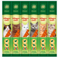 Жувальні Allegro Cat ковбаски для котів з ягням та індичкою, 6 шт х 5 г