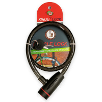 Замок велосипедный KIHUU LOCK 187, 10*65 тросовый, 2 ключа. Цвет: черный