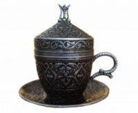 Турецька чашка з блюдцем (темне срібло) Turcoffee, 110 мл