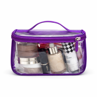 Маленькая прозрачная косметичка-чемоданчик ORGANIZE 17х11х8 см S (фиолетовый)