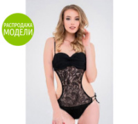 Цілісний жіночий купальник з гіпюром «Black Star»| Розпродаж моделі