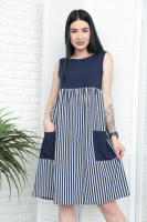 Сукня з завищеною талією «Band» оптом | Норма і батал | Розпродаж моделі Темно-синій, 42-44